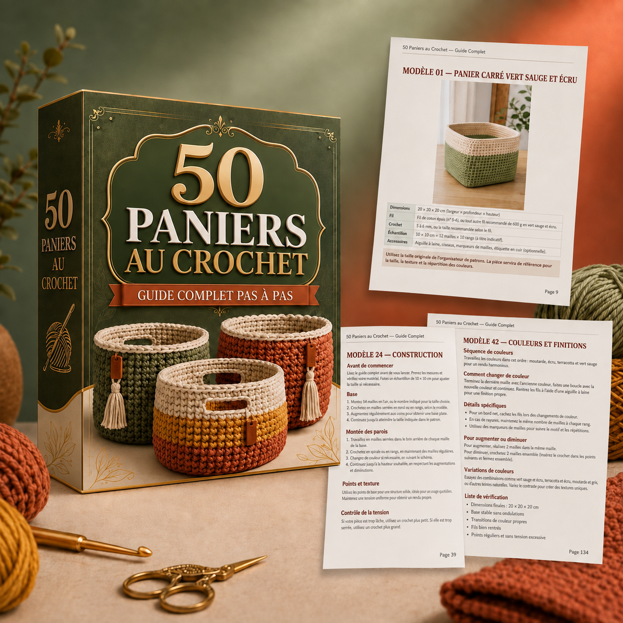 Collection de paniers au crochet