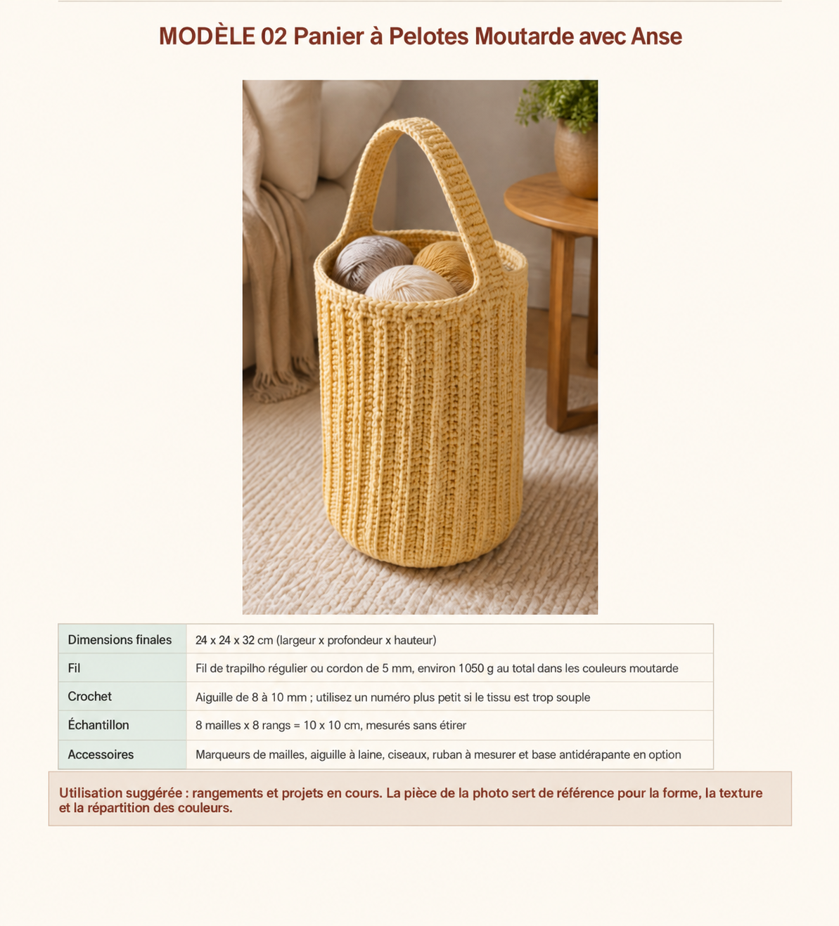 Instructions pas à pas pour paniers au crochet